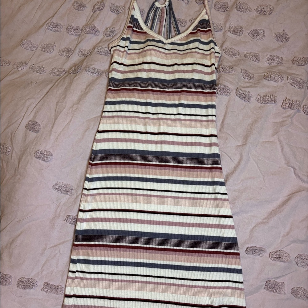 Aeropostale Blue and White Sleeveless Midi Dress